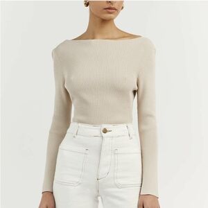 Dissh ARIA STONE KNIT SLEEVED TOP